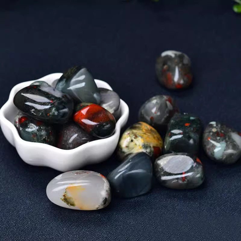 African Bloodstone tumble with red spots for courage and healing