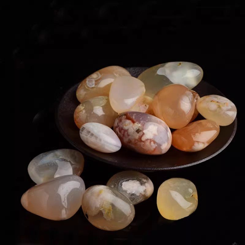 Cherry Blossom Agate pink tumble with floral patterns for gentle love