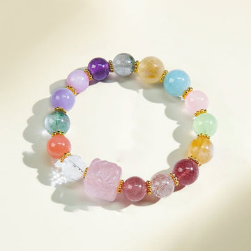 Super Seven Crystal Bracelet, a powerful 7-in-1 sacred stone combination for attracting wealth and love.