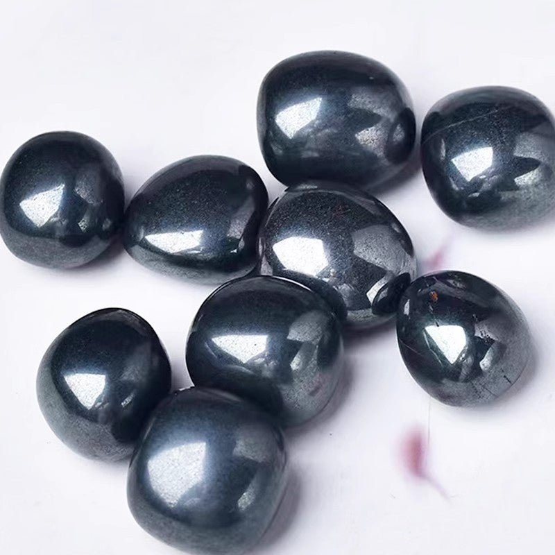 Hematite shiny metallic tumble stone for grounding and focus