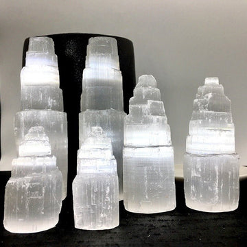 Purify your space with a Natural Moroccan Selenite tower, a self-cleaning crystal that emits a cleansing light energy.