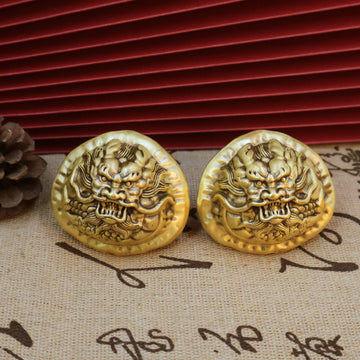 Pair of heavy Solid Brass Dragon Baoding Balls (250g) for stress relief, anxiety reduction, and improved focus. Chinese meditation palming toys for adults.