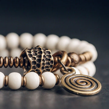 Two-layer brass bead bracelet for energy balancing
