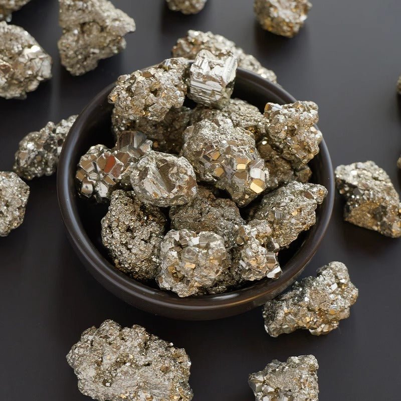 Chalcopyrite metallic crystal diffuser stone for abundance, energy, and breaking negativity