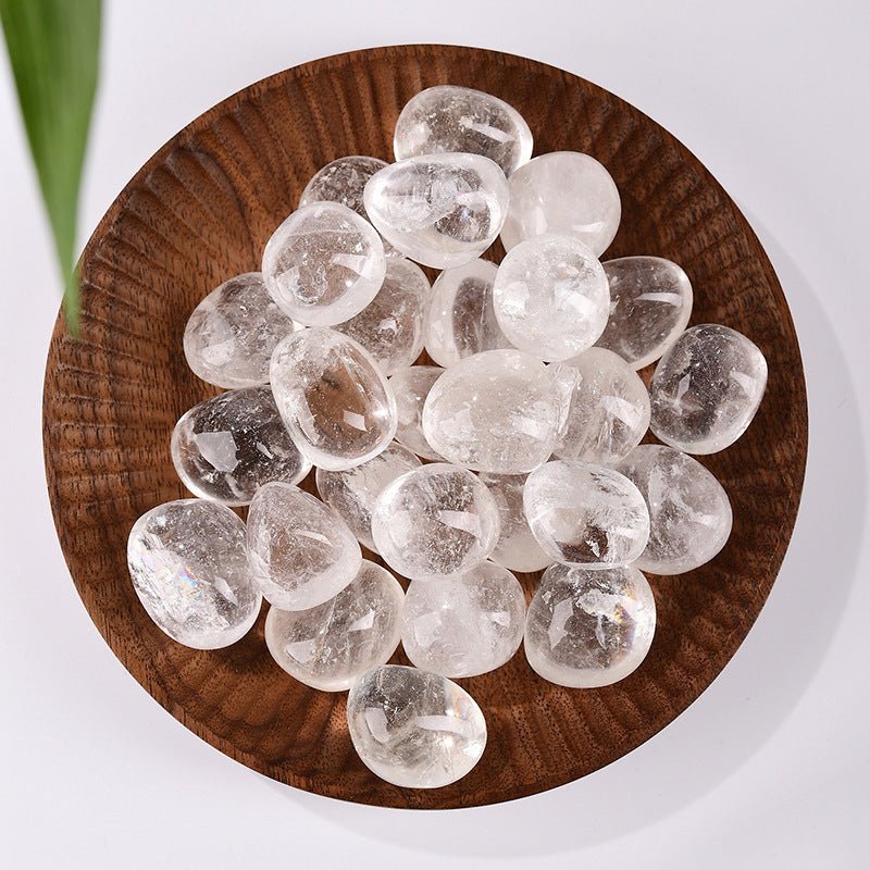 Transparent Clear Quartz crystal tumble stone for clarity and amplification