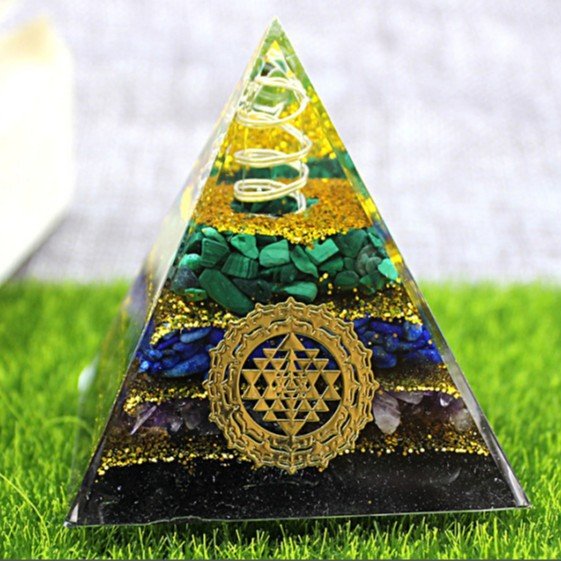 Multi-layer crystal point pyramid for amplifying energy and intention during meditation.