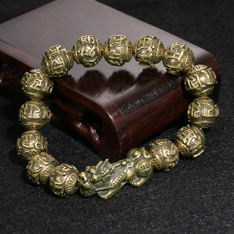 Wear this black obsidian Pi Yao bracelet with Om Mani Padme Hum for daily protection and abundance.
