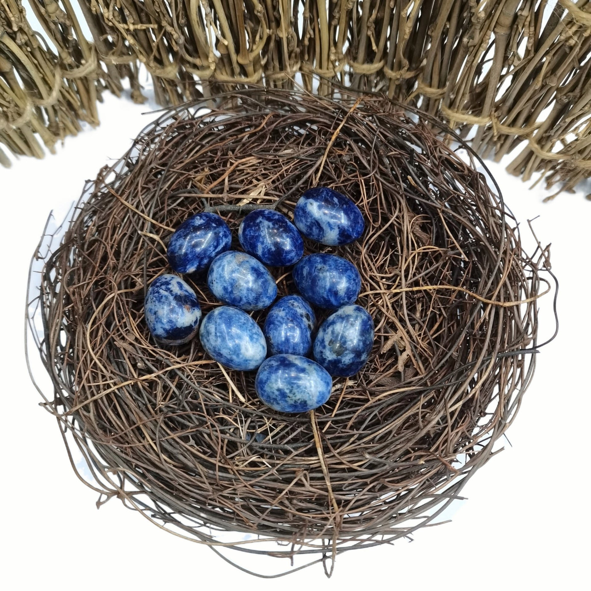 Blue Lace Agate crystal egg for soothing, peaceful energy, and gentle expression