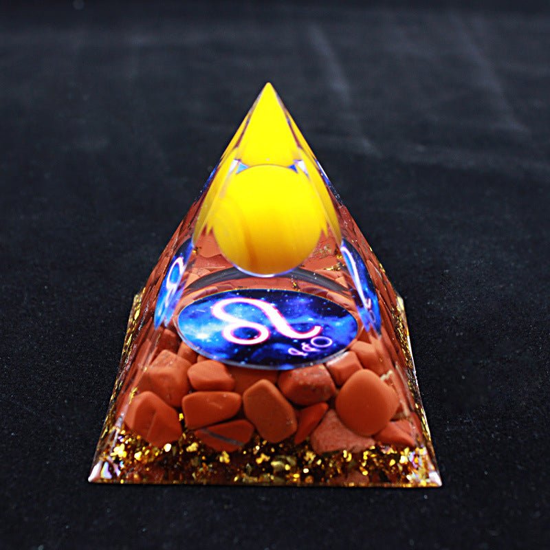 Leo Glow in the Dark Pyramid for boosting confidence, creativity, and personal power. A radiant desk accessory.