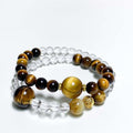 Tiger's Eye and Citrine Double Wrap Bracelet - Wealth and Protection Stone Jewelry.