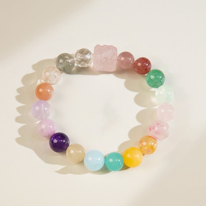 Super Seven Crystal Bracelet, a powerful 7-in-1 sacred stone combination for attracting wealth and love.