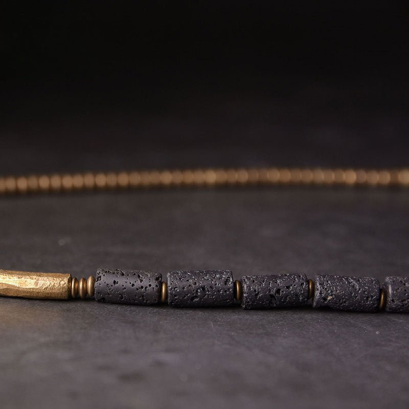 Porous texture of the lava stones on the grounding bracelet
