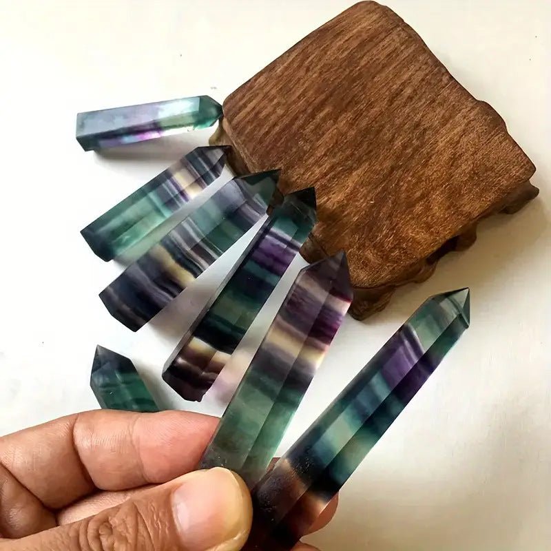 Use this single terminated rainbow fluorite generator crystal as a focal point for meditation and energy work.
