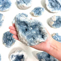 A gift of light: this peaceful Celestite cluster promotes harmony and spiritual growth, perfect for a meaningful present.