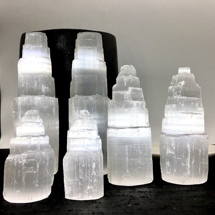 Purify your space with a Natural Moroccan Selenite tower, a self-cleaning crystal that emits a cleansing light energy.