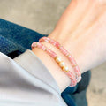 Aquamarine and crystal double strand bracelet for enhancing clear communication.