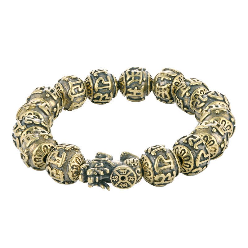 Solid brass money attracting talisman bracelet for men and women, featuring the Pi Yao charm.