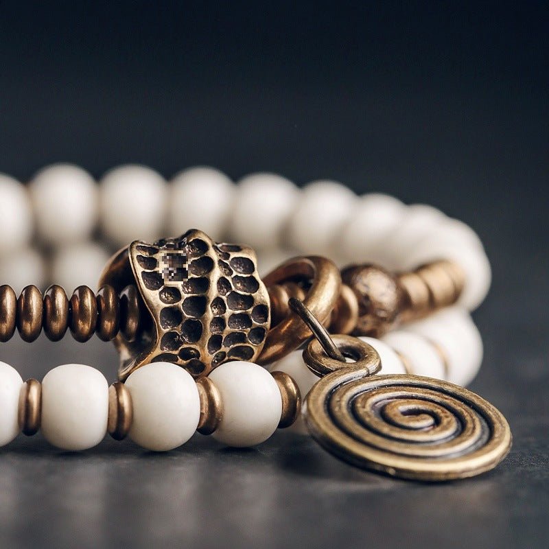 Two-layer brass bead bracelet for energy balancing