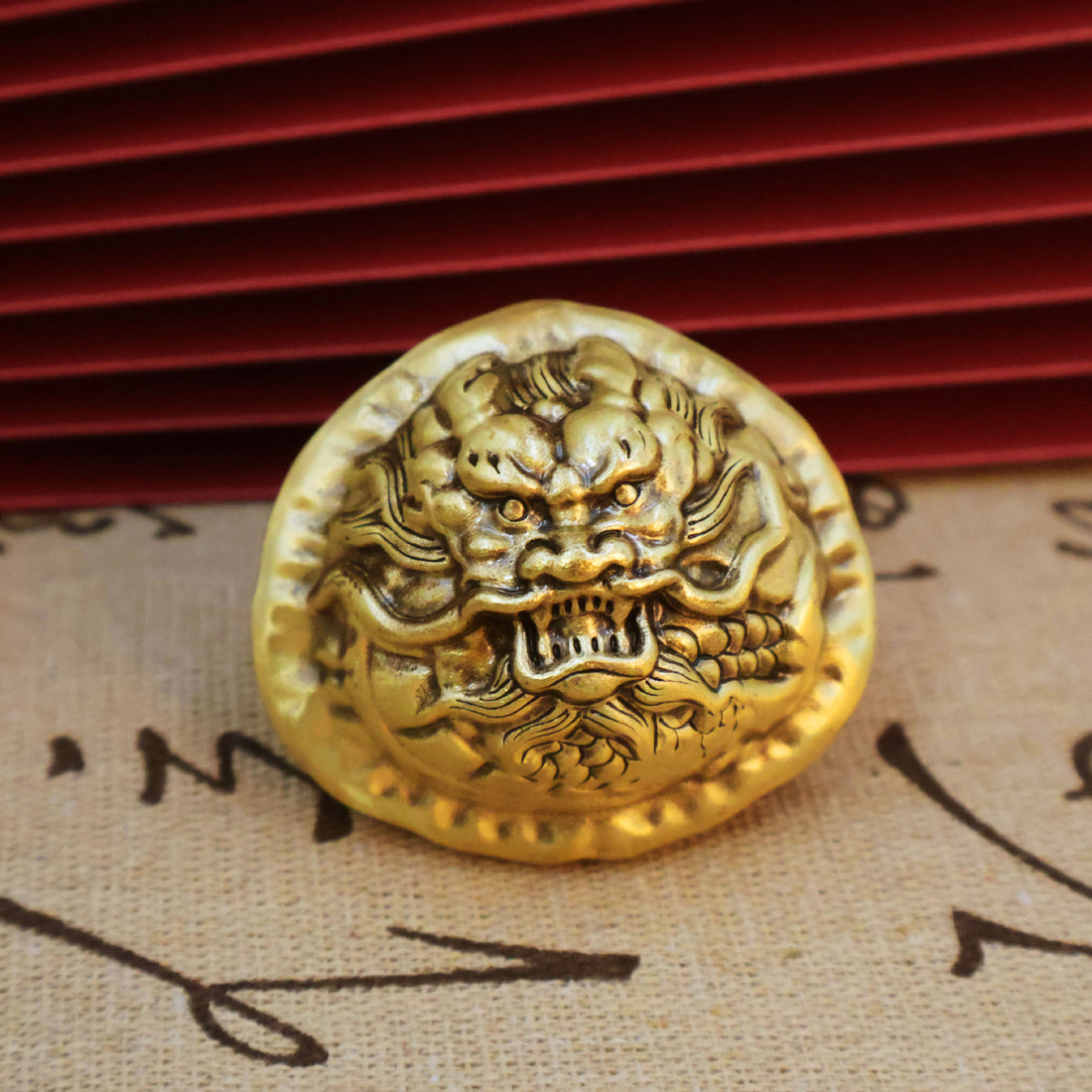 Pair of heavy Solid Brass Dragon Baoding Balls (250g) for stress relief, anxiety reduction, and improved focus. Chinese meditation palming toys for adults.