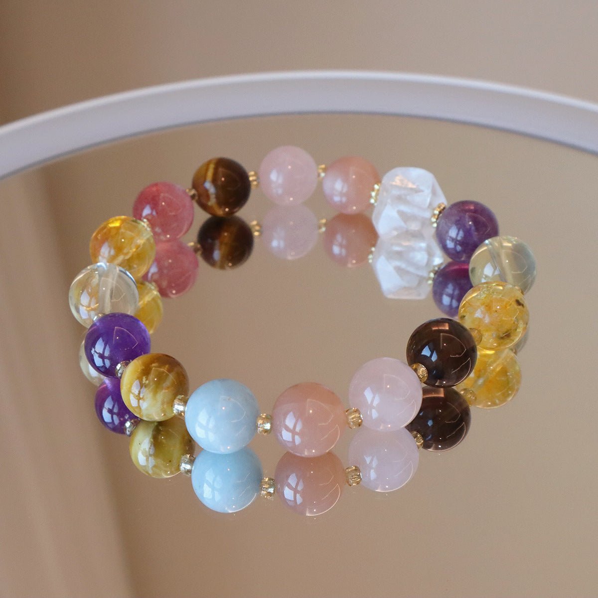 10MM Tiger's Eye, Amethyst, and Citrine stone bracelet for protection, wealth, and intuition.