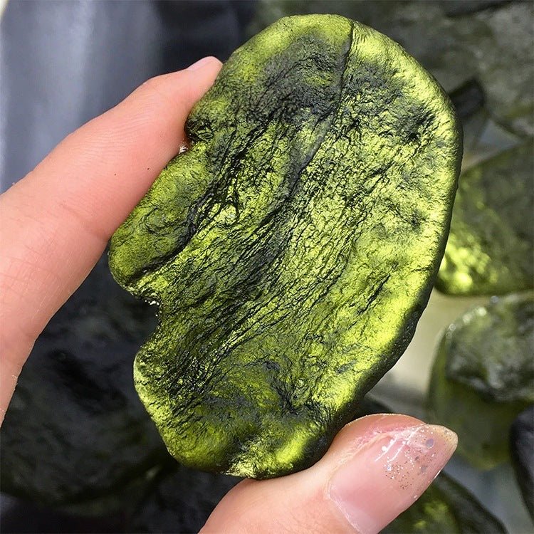 Elegant necklace showcasing a genuine raw Czech Moldavite, a stone known for profound spiritual change.