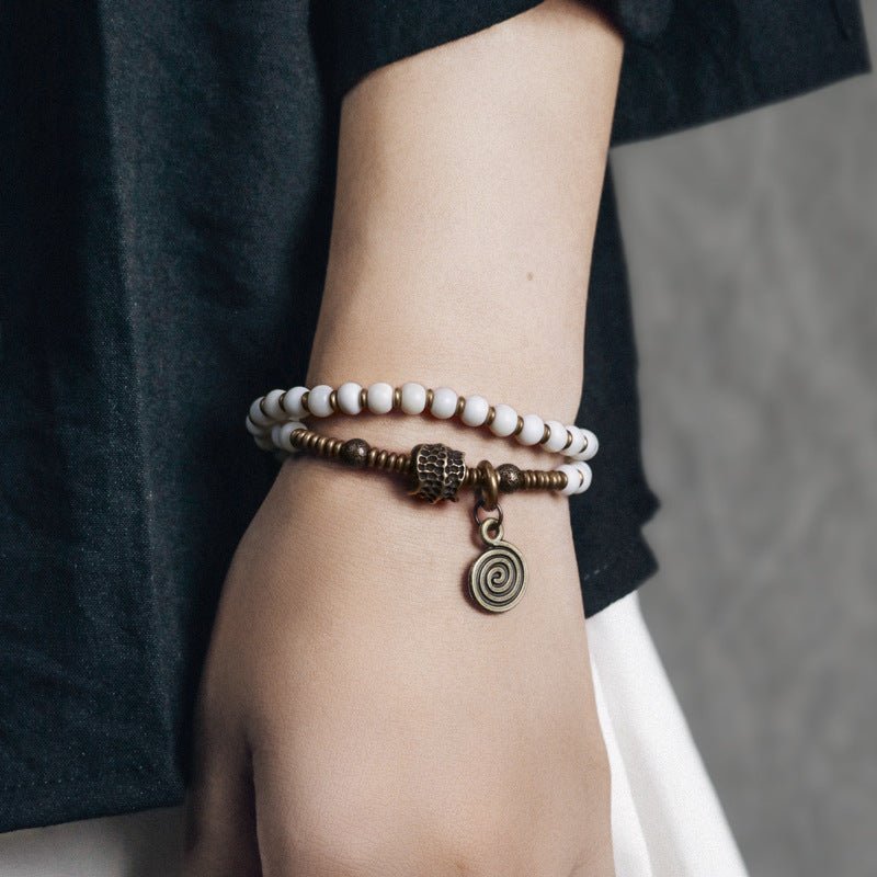Two-layer brass bead bracelet for energy balancing