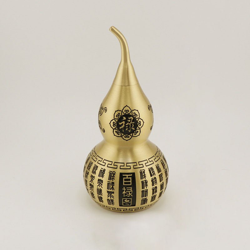Detail of the Lu (禄) character symbolizing status and prosperity, carved on the Feng Shui wealth gourd.